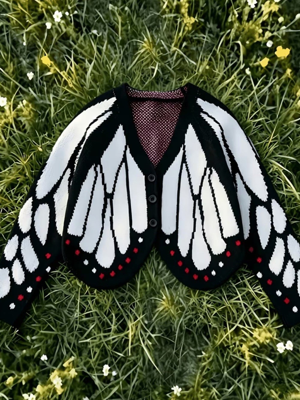 Music Festival Autumn Winter New French Elegant Short Cardigan, Butterfly Wing